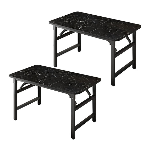 NNEAGS 2X 120x60x75cm Black Foldable Computer Study Table Easy Assembly Desk No Chair