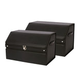 NNEAGS 2X 56cm Leather Car Boot Collapsible Foldable Trunk Cargo Organizer Portable Storage Box with Lock Black
