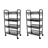 NNEAGS 2X 4 Tier Steel Black Bee Mesh Kitchen Cart Multi-Functional Shelves Portable Storage Organizer with Wheels