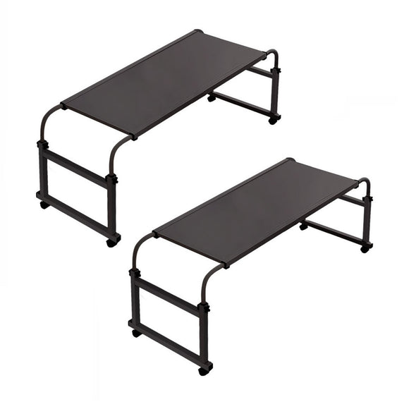 NNEAGS 2X 120x45cm Black Cross Bed Movable Desk Table w/ Adjustable Length & Height