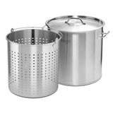 NNEAGS 130L 18/10 Stainless Steel Stockpot with Perforated Stock pot Basket Pasta Strainer