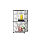 NNEAGS Black Portable 2 Tier Cube Storage Organiser Foldable DIY Modular Grid Space Saving Shelf