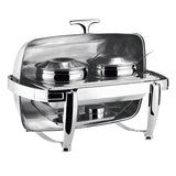 NNEAGS 6.5L Stainless Steel Double Soup Tureen Bowl Station Roll Top Buffet Chafing Dish Catering Chafer Food Warmer Server