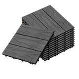 NNEAGS 11 pcs Dark Grey DIY Wooden Composite Decking Tiles Garden Outdoor Backyard Flooring Home Decor