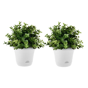 NNEAGS 19.5 cm White Plastic Plant Pot Self Watering Planter Flower Bonsai Indoor Outdoor Garden Decor Set of 2