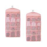 NNEAGS 2X Pink Double Sided Hanging Storage Bag Underwear Bra Socks Mesh Pocket Hanger Home Organiser