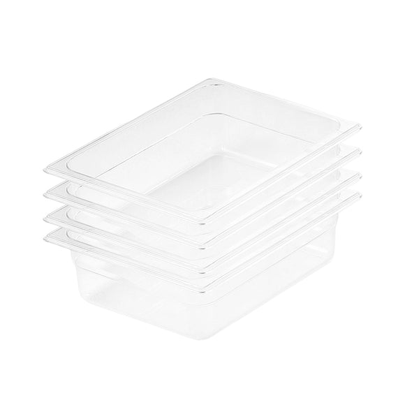 NNEAGS 150mm Clear Gastronorm GN Pan 1/2 Food Tray Storage Bundle of 4