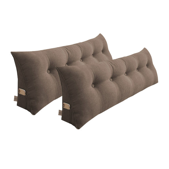 NNEAGS 2X 180cm Coffee Triangular Wedge Bed Pillow Headboard Backrest Bedside Tatami Cushion Home Decor