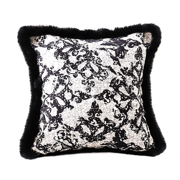 NNEAGS 45cm Vintage Black Herringbone Pillowcase Set & Square Throw Pillow