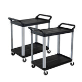 NNEAGS 2X 2 Tier Food Trolley Portable Kitchen Cart Multifunctional Big Utility Service with wheels 845x430x940mm Black