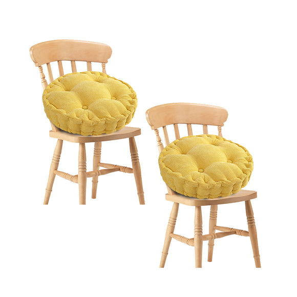 NNEAGS 2X Yellow Round Cushion Soft Leaning Plush Backrest Throw Seat Pillow Home Office Decor