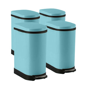NNEAGS 4X 10L Foot Pedal Stainless Steel Rubbish Recycling Garbage Waste Trash Bin U Blue