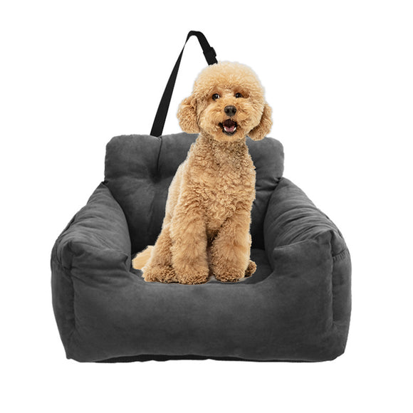 NNEAGS Grey Pet Car Seat Sofa Safety Soft Padded Portable Travel Carrier Bed