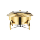 NNEAGS Gold Plated Stainless Steel Round Chafing Dish Tray Buffet Cater Food Warmer Chafer with Top Lid