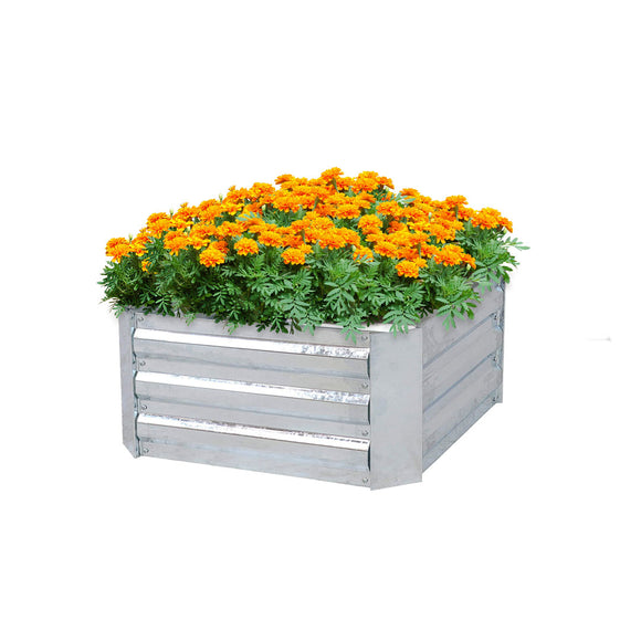 NNEAGS 90cm Square Galvanised Raised Garden Bed Vegetable Herb Flower Outdoor Planter Box