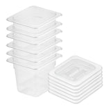 NNEAGS 150mm Clear Gastronorm GN Pan 1/6 Food Tray Storage Bundle of 6 with Lid
