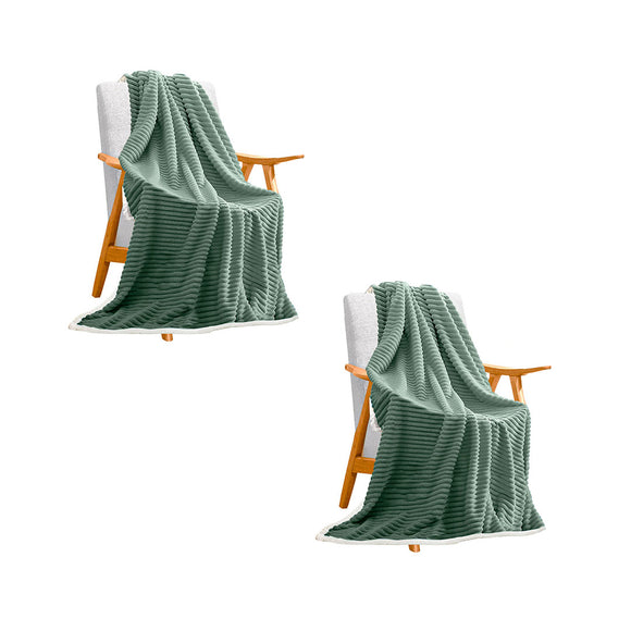 NNEAGS 2X Light Green Throw Blanket Warm Cozy Double Sided Thick Flannel Coverlet Fleece Bed Sofa Comforter