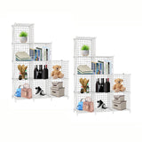 NNEAGS 2X White Portable 9-Cube 3 Column Storage Organiser Foldable DIY Modular Grid Space Saving Shelf 149cm