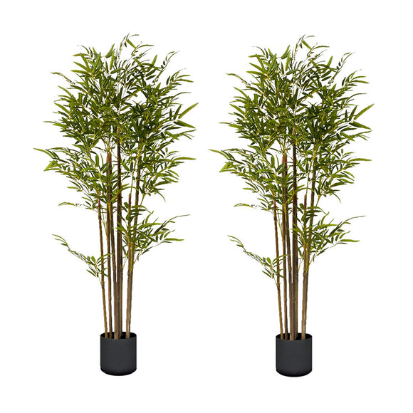 NNEAGS 2X 120cm Lucky Bamboo Tree Bambusa Vulgaris Artificial Plant w/ 7 Branches Home Accent Decor
