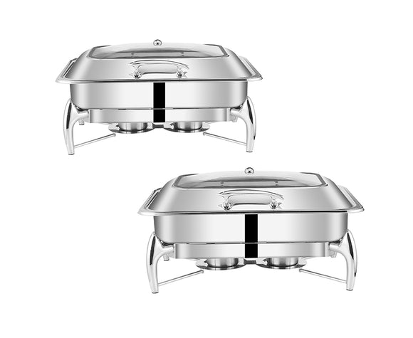 NNEAGS 2X Stainless Steel Rectangular Chafing Dish Tray Buffet Cater Food Warmer Chafer with Top Lid