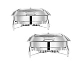 NNEAGS 2X Stainless Steel Rectangular Chafing Dish Tray Buffet Cater Food Warmer Chafer with Top Lid