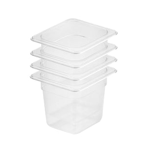 NNEAGS 150mm Clear Gastronorm GN Pan 1/6 Food Tray Storage Bundle of 4