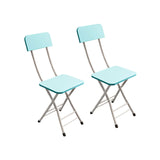 NNEAGS Blue Foldable Chair Space Saving Lightweight Portable Stylish Seat Home Decor Set of 2