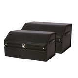 NNEAGS 2X 60cm Leather Car Boot Collapsible Foldable Trunk Cargo Organizer Portable Storage Box with Lock Black