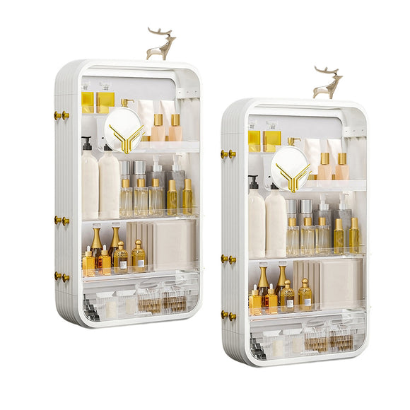 NNEAGS 2X White Multi Tier Cosmetic Storage Rack Bathroom Vanity Tray Display Stand Organiser