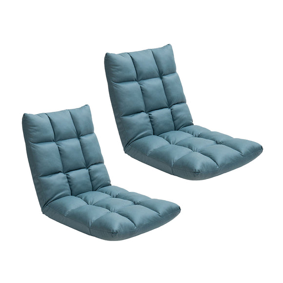 NNEAGS 2X Green Lounge Floor Recliner Adjustable Gaming Sofa Bed Foldable Indoor Outdoor Backrest Seat Home Office Decor