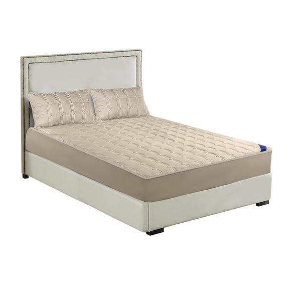 NNEAGS Beige 183cm Wide Mattress Cover Thick Quilted Stretchable Bed Spread Sheet Protector with Pillow Covers
