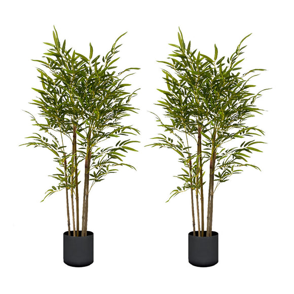 NNEAGS 2X 150cm Lucky Bamboo Tree Bambusa Vulgaris Artificial Plant w/ 7 Branches Home Accent Decor