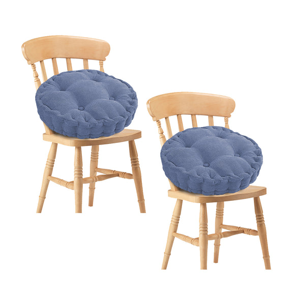 NNEAGS 2X Blue Round Cushion Soft Leaning Plush Backrest Throw Seat Pillow Home Office Decor