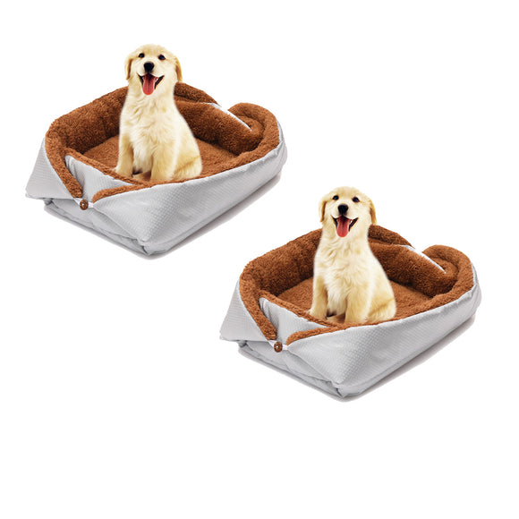 NNEAGS 2X Silver Dual-purpose Cushion Nest Cat Dog Bed Warm Plush Kennel Mat Pet Home Travel Essentials