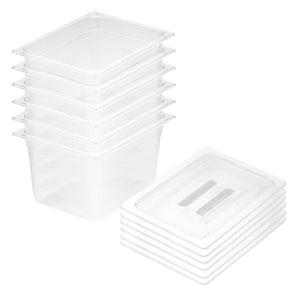 NNEAGS 200mm Clear Gastronorm GN Pan 1/2 Food Tray Storage Bundle of 6 with Lid