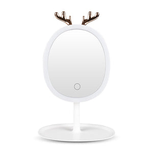 NNEAGS White Antler LED Light Makeup Mirror Tabletop Vanity Home Decor