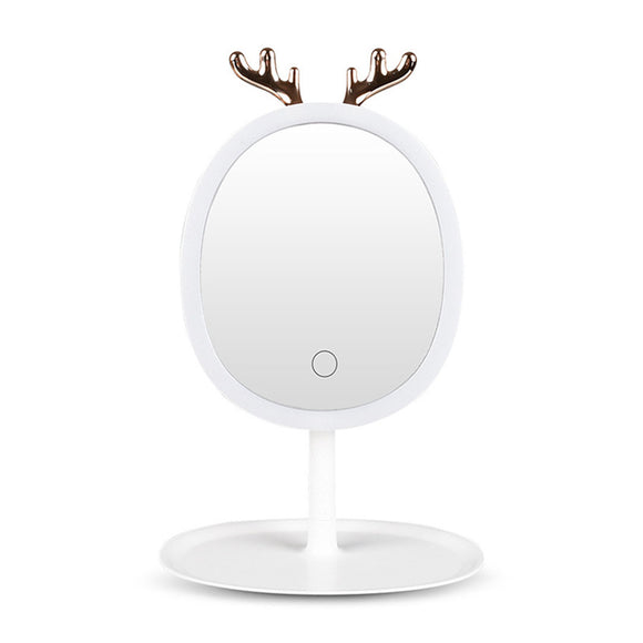 NNEAGS White Antler LED Light Makeup Mirror Tabletop Vanity Home Decor