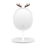 NNEAGS White Antler LED Light Makeup Mirror Tabletop Vanity Home Decor