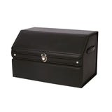 NNEAGS 56cm Leather Car Boot Collapsible Foldable Trunk Cargo Organizer Portable Storage Box with Lock Black