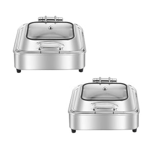 NNEAGS 2X Stainless Steel Square Chafing Dish Tray Buffet Cater Food Warmer Chafer with Top Lid