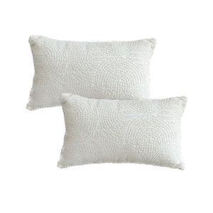 NNEAGS 2X 35cm Lumbar Pillow Embroidered Decorative Linen Cover Stitch Story Throw Pillow