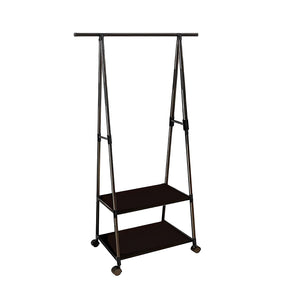 NNEAGS 2-in-1 Organiser Clothes Shoe Rack Space-Saving Triangular Storage with Wheels Black