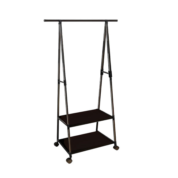 NNEAGS 2-in-1 Organiser Clothes Shoe Rack Space-Saving Triangular Storage with Wheels Black