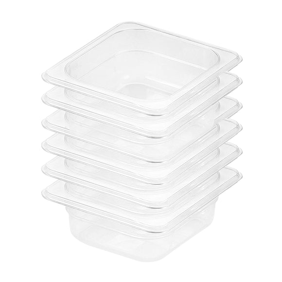 NNEAGS 65mm Clear Gastronorm GN Pan 1/6 Food Tray Storage Bundle of 6