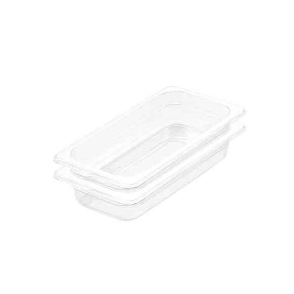 NNEAGS 65mm Clear Gastronorm GN Pan 1/3 Food Tray Storage Bundle of 2