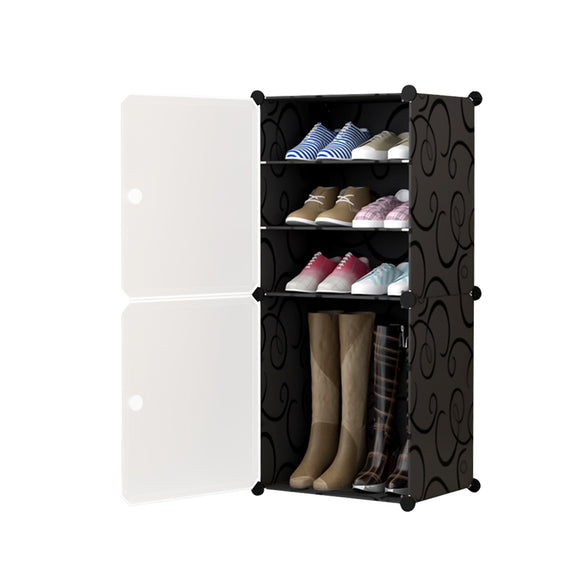 NNEAGS 4 Tier Shoe Rack Organizer Sneaker Footwear Storage Stackable Stand Cabinet Portable Wardrobe with Cover
