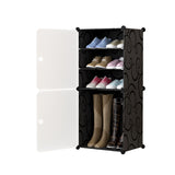 NNEAGS 4 Tier Shoe Rack Organizer Sneaker Footwear Storage Stackable Stand Cabinet Portable Wardrobe with Cover