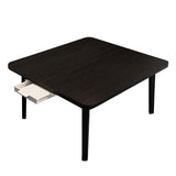 NNEAGS Black Portable Floor Table Small Square Space-Saving Mini Desk Home Decor