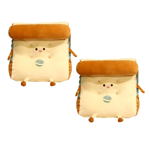 NNEAGS 2X Cute Face Toast Bread Wedge Cushion Stuffed Plush Cartoon Back Support Pillow Home Decor