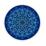 NNEAGS 90cm Blue Mandala Round Carpet for Living Room Bedroom Anti-slip Doormat, Home Decor